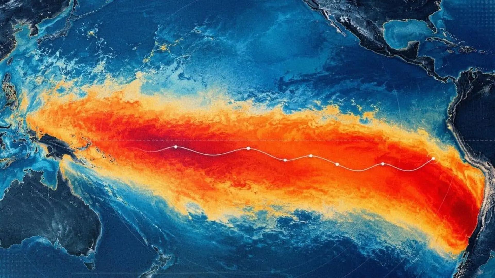 Mapa da NOAA mostra anomalias da temperatura da superfície do Oceano Pacífico